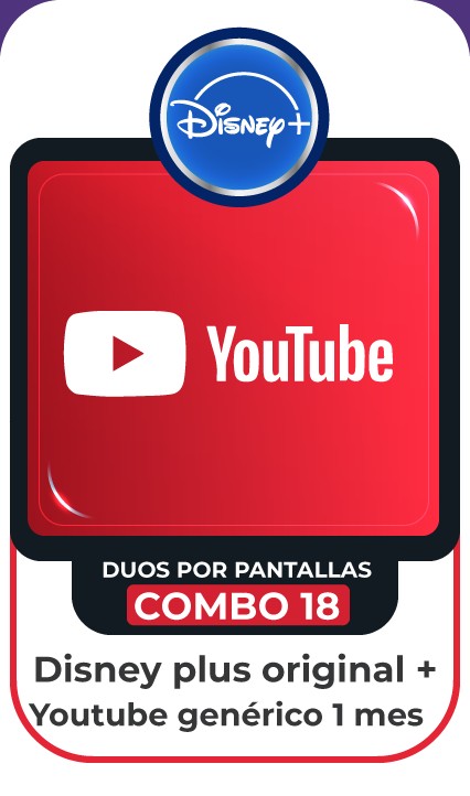 COMBO DISNEY PLUS OR - YOUTUBE 1 MES