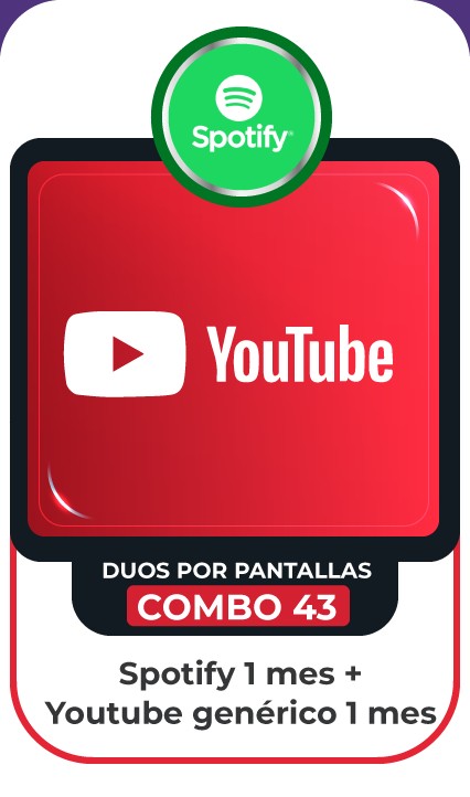 COMBO SPOTIFY 1 MES - YOUTUBE 1 MES